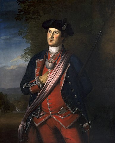 George Washington wearing his Virginia Regiment as described in his quotes from the Revolutionary War.