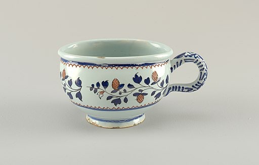 18th century bourdaloue chamber pot with flower decorations painted