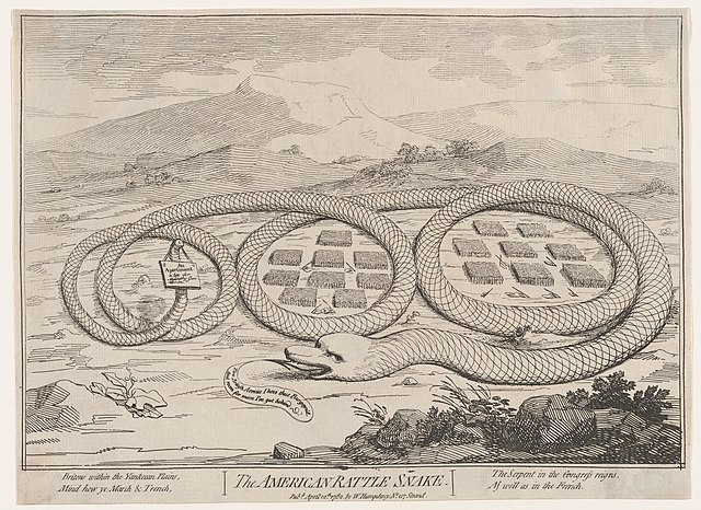 "The American Rattle Snake" American Revolution Political Cartoon