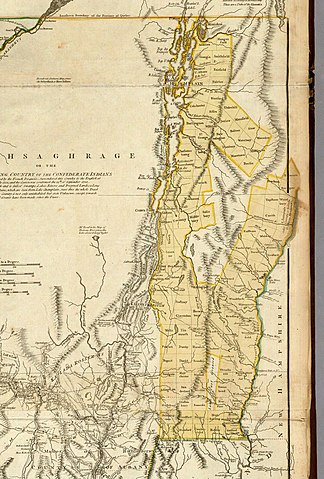 A map of the New Hampshire Grants, where the Green Mountain Boys formed.