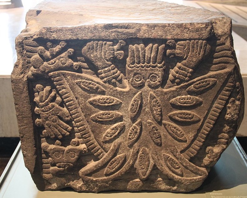 Stone carving of the Aztec goddess Itzpapalotl, the Obsidian Butterly