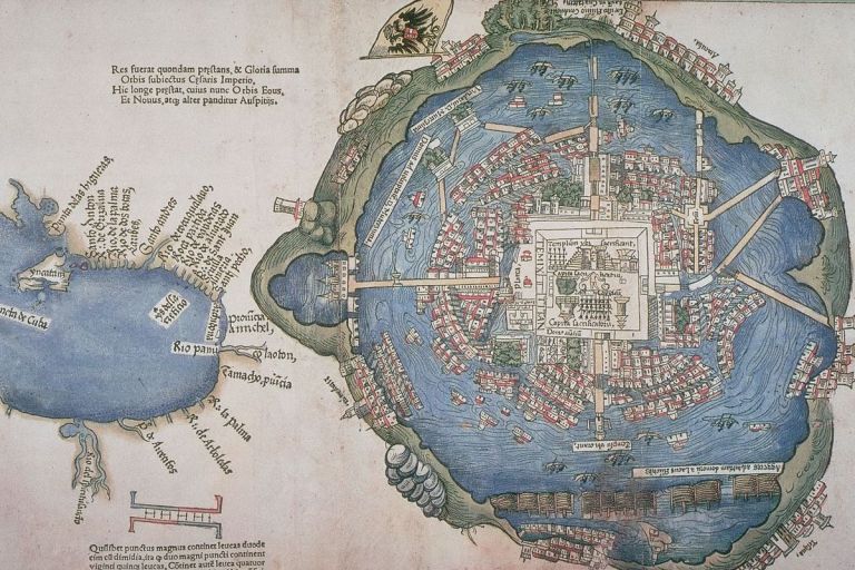 Map of Tenochtitlan, the Aztec capital which showed their power after the rise of the Aztec Empire