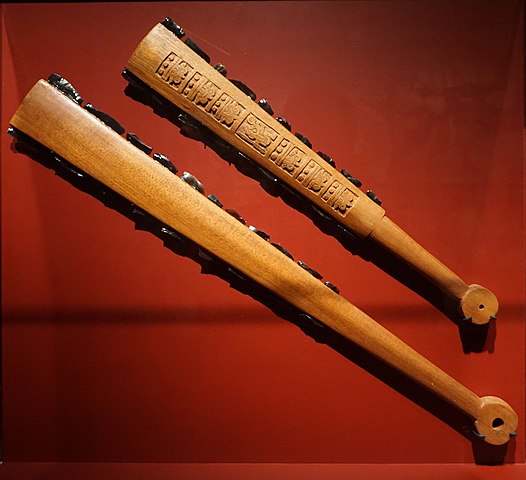 Recreation of the machuahuitl, a wooden sword with obsidian blades used by Aztec warriors