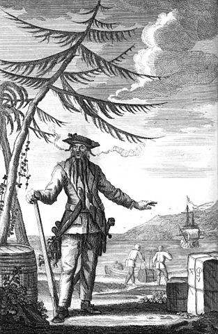 Picture of Edward Teach, aka Blackbeard, during the Golden Age of Piracy in the Caribbean