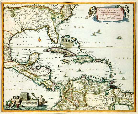 Map of the Caribbean from the 1600s