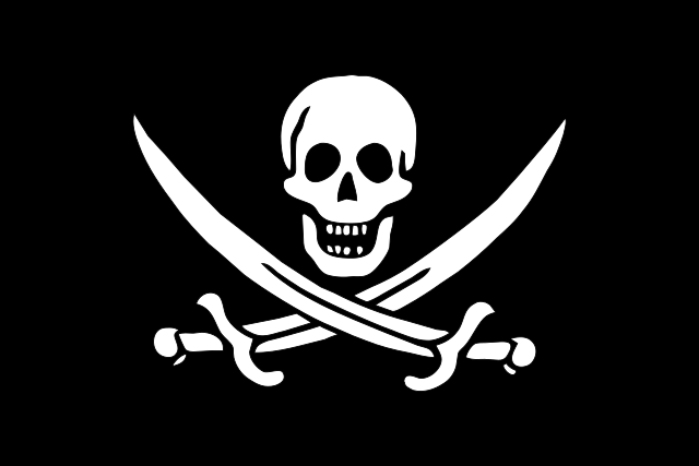 Skull and crossed swords pirate symbols