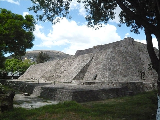 Remains of an Aztec pyramid at Tenayuca, Mexico.