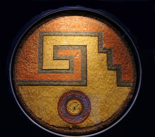 An Aztec feather shield, a classic piece of Aztec art