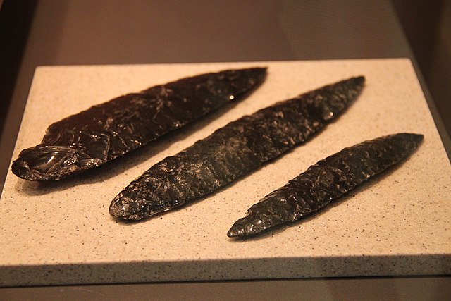 Aztec obsidian spears points