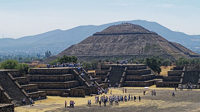 Ruins of Teotihuacan in modern Mexico