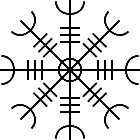 Reproduction of the Helm of Awe, one of the powerful runic Viking symbols