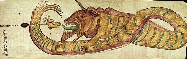 Jörmungandr, one of the most interesting Viking symbols, from seventeenth-century Icelandic manuscript