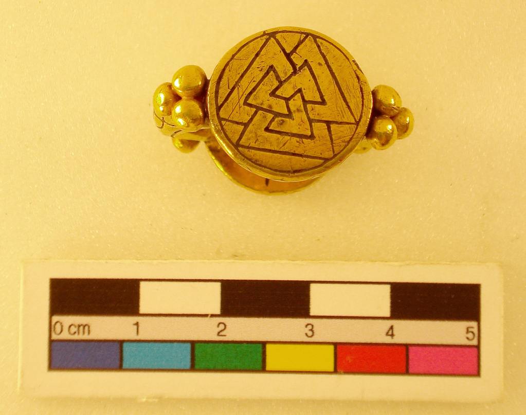 The Nene River Ring with a valknut symbol