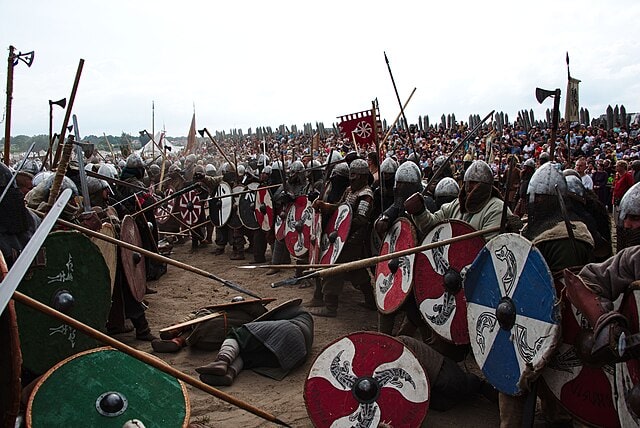 Modern reenactment of a Viking Age battle.
