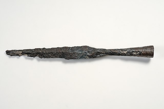 A spear head from a Viking Age grave in Södermanland, Sweden.