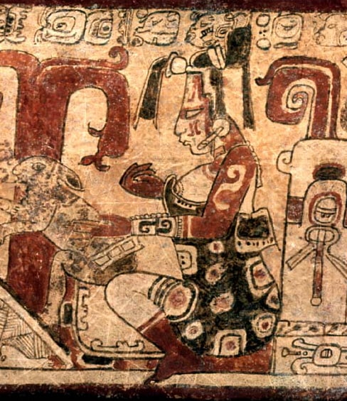 Mayan goddess Ix Chel holding a rabbit