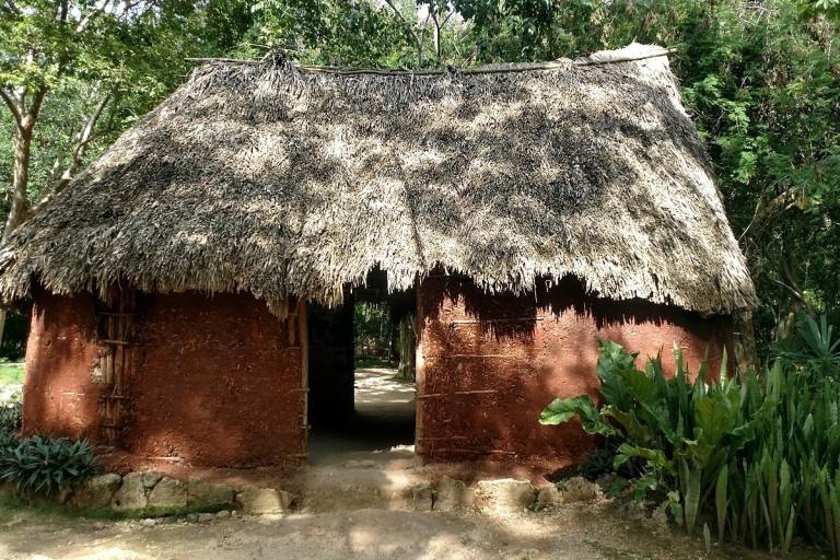 Reconstruction of ancient Mayan houses in Chichen Itza, Mexico